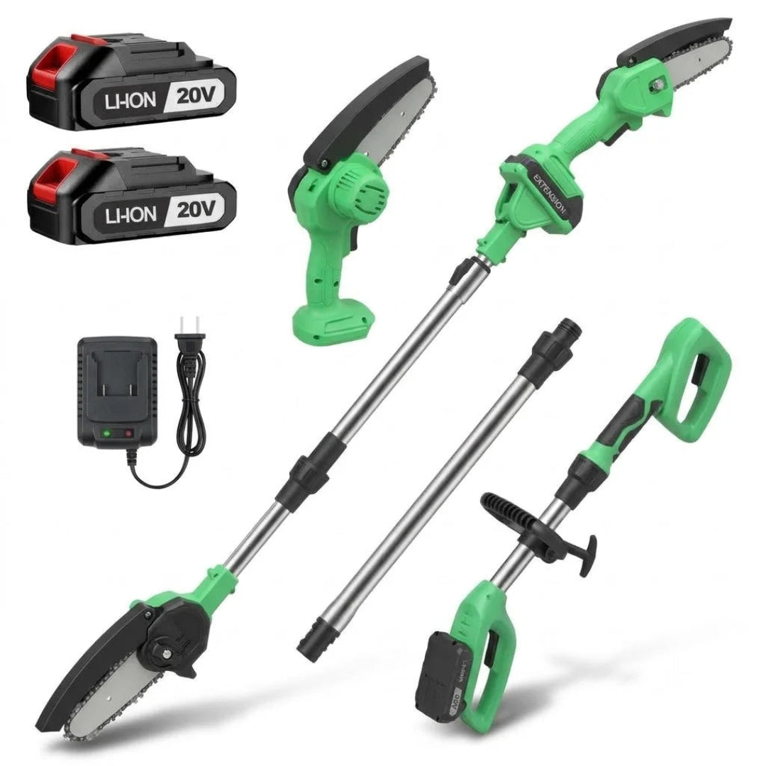 20V Cordless 2-in-1 Pole Saw &amp; Mini Chainsaw | Extendable Pole for Tree Pruning &amp; Wood Cutting