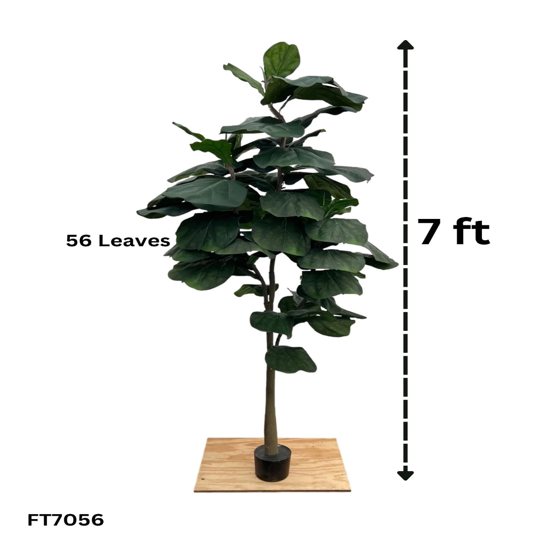 Artificial fiddle leaf fig plant with full green leaves