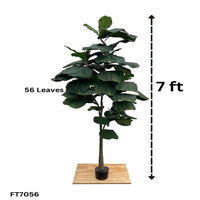 Artificial fiddle leaf fig plant with full green leaves