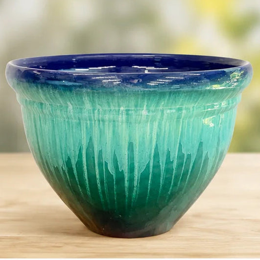 Blue &amp; Turquoise Gradient Plastic Planter Pot