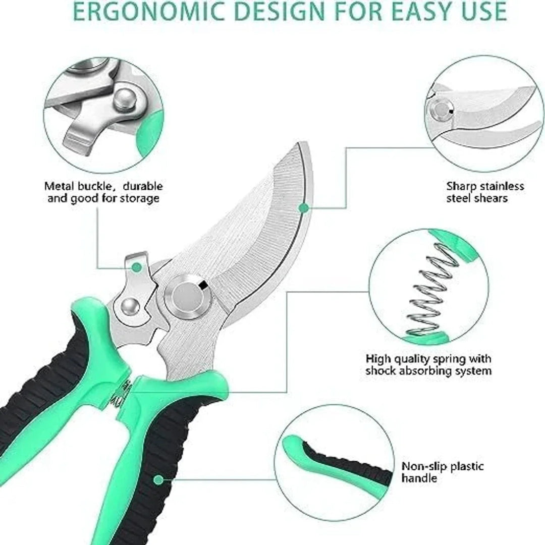 Plant Pruning Shears – 190mm Green Garden Hand Pruner