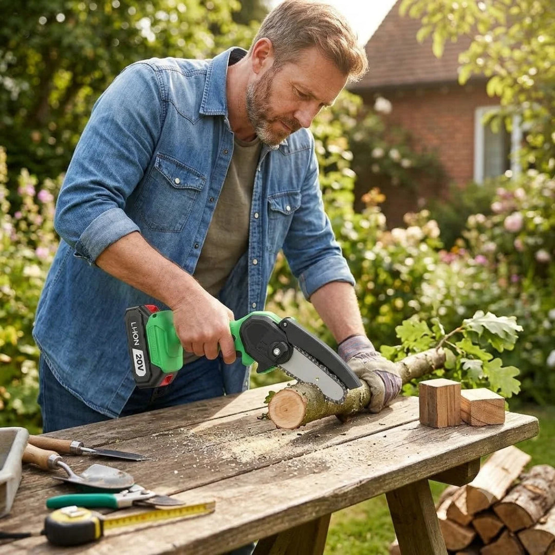 20V Cordless 2-in-1 Pole Saw &amp; Mini Chainsaw | Extendable Pole for Tree Pruning &amp; Wood Cutting