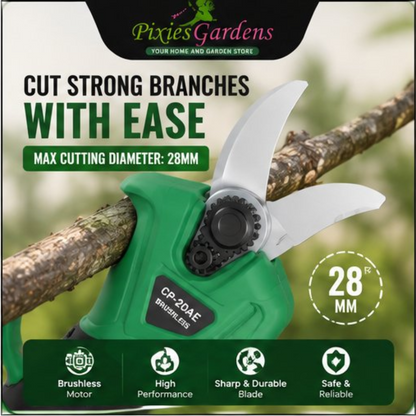 20V Cordless Electric Pruner - Brushless Battery Powered Pruning Shears for Tree Branches &amp; Garden Trimming