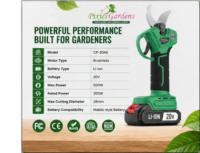 20V Cordless Electric Pruner - Brushless Battery Powered Pruning Shears for Tree Branches &amp; Garden Trimming