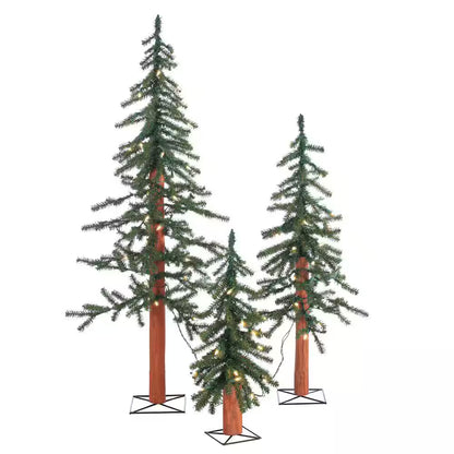 Artificial Tree: Alluring Natural Bark Alpine Tree Set