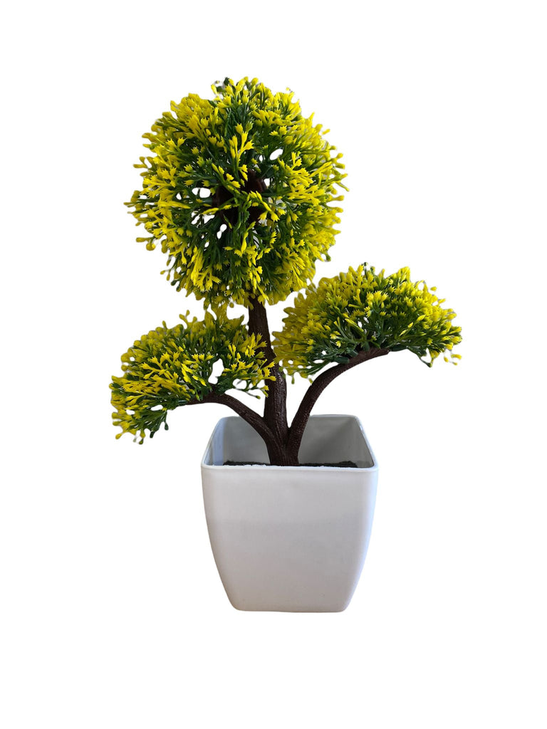 Gorgeous Bonsai with Very Attractive Pot with color of your choice (Yellow or Pink) -Excellent Gift.. Looks Almost Real, Without The Hassle of Maintenance and Dying (Artificial Plant)
