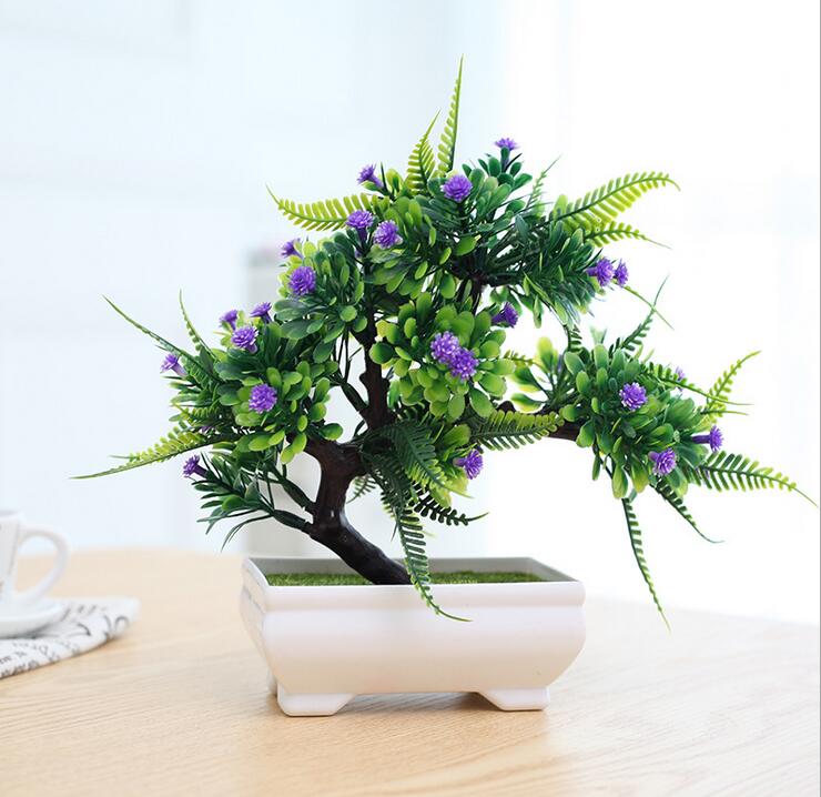 Gorgeous Bonsai with Very Attractive Pot with Blue Color Flowers-Excellent Gift.. Looks Almost Real, Without The Hassle of Maintenance and Dying (Artificial Plant)