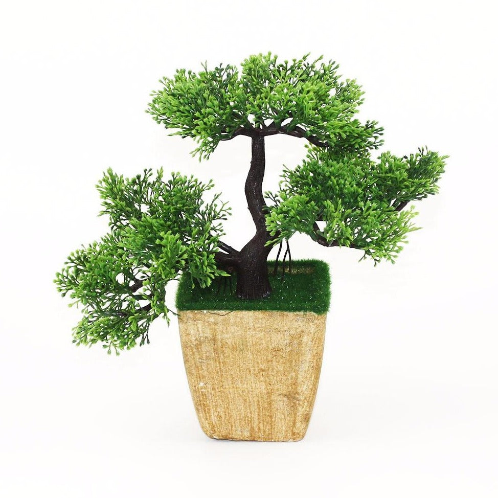 Gorgeous Bonsai with Very Attractive Pot in Green color-Excellent Gift.. Looks Almost Real, Without The Hassle of Maintenance and Dying (Artificial Plant)
