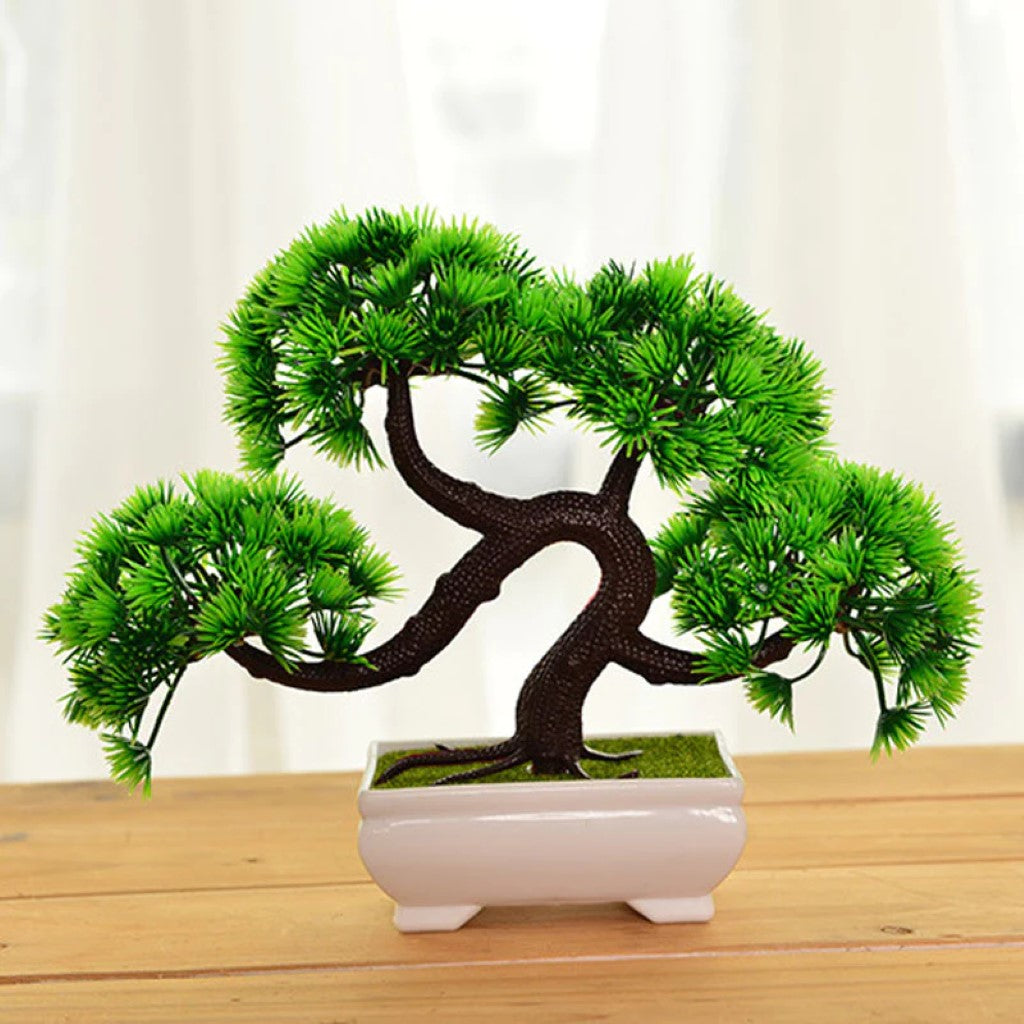 Gorgeous Bonsai with Very Attractive Pot (Green Colored) -Excellent Gift.. Looks Almost Real, Without The Hassle of Maintenance and Dying (Artificial Plant)